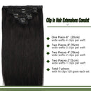 GOO GOO Hair Extensions Clip in Human Hair Natural Black