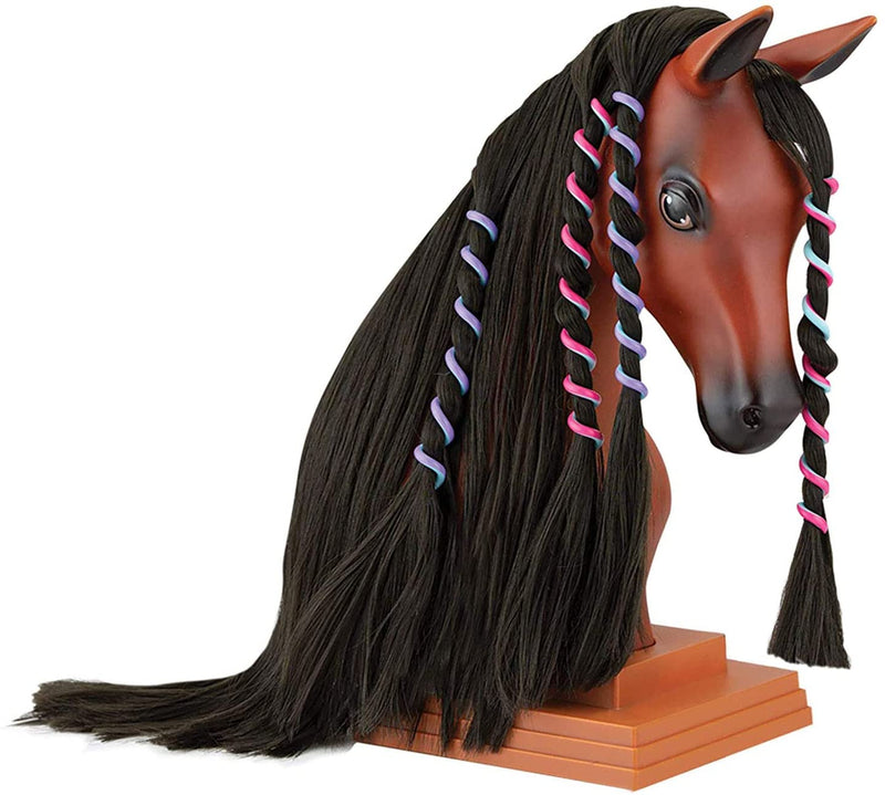 Breyer Horses Mane Beauty Horse Styling Head | Blaze | Black Extra-Long Silky No Tangle Mane | 10" x 4.25" x 4.25" | Styling Book, Brush, Hair Coils, Hair Clips, Elastics | Horse Toy | Model