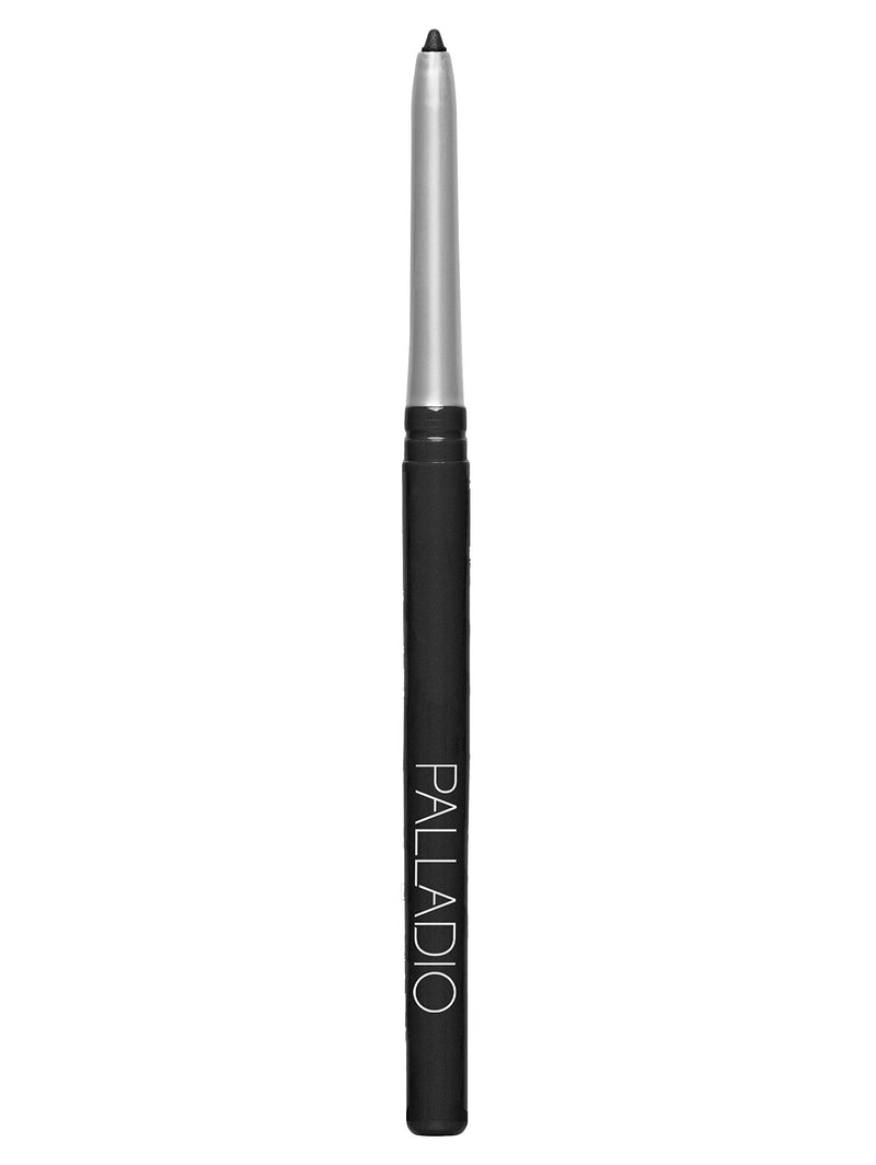 Palladio Retractable Waterproof Eyeliner, Richly Pigmented Color and Creamy, Slip Twist Up Pencil Eye Liner, Smudge Proof Long Lasting Application, All Day Wear, No Sharpener Required, Pure Black Palladio