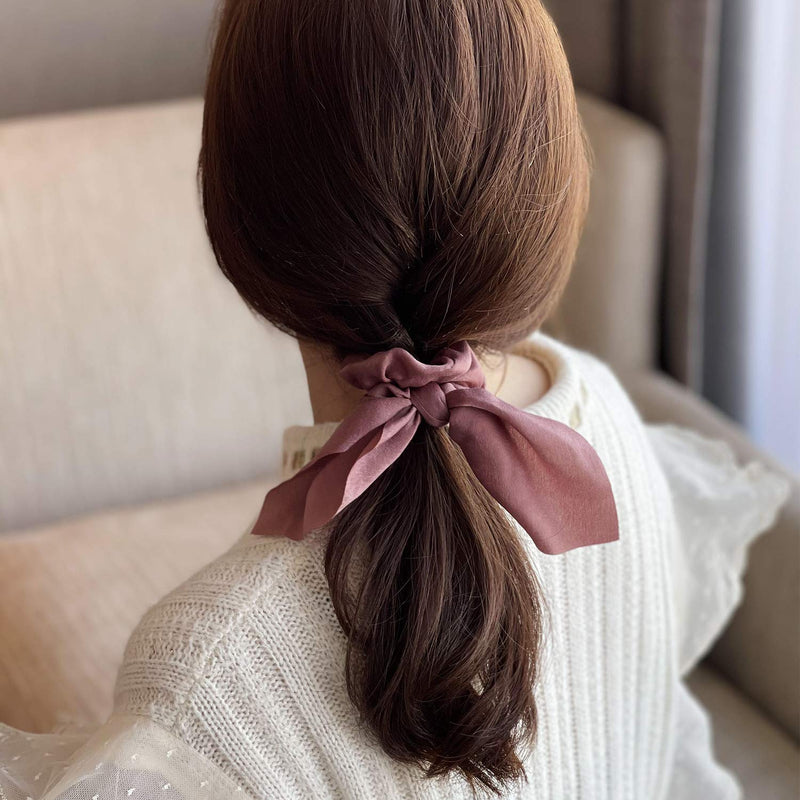 JIRIS 6 Pcs Satin Silk Hair Scrunchies Rabbit Bunny Ear Bow Bowknot Scrunchie Bobbles Elastic Hair Ties Bands Ponytail Holder for Women Accessories(SET2) JIRIS