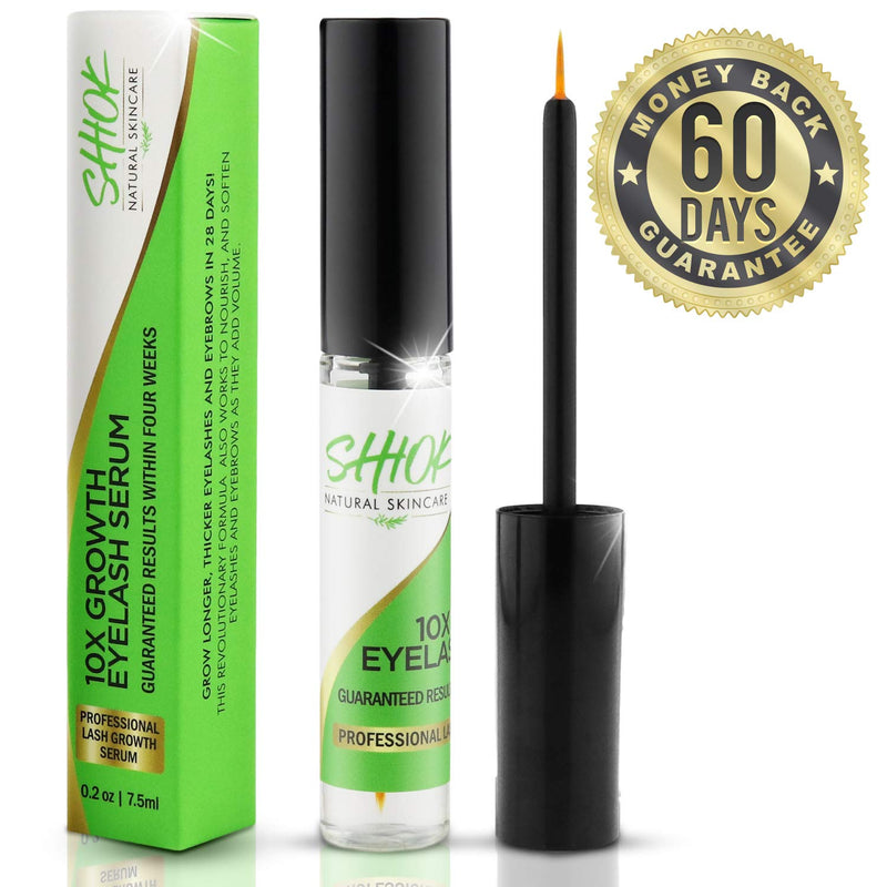 Shiok 10X Growth Eyelash Serum- Clinically Proven Eyelash Growth Enhancer and Brow Serum to Dramatically Boost Lashes and Eyebrows. Guaranteed Results within Four Weeks for Long Lavish Lashes. SHIOK SKINCARE