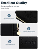 Gonex Large Makeup Bag for Purse PU Vegan Leather Travel Cosmetic Pouch Toiletry Bag for Women Girls Gifts Portable Water-Resistant Daily Storage Organzier Black Gonex Store