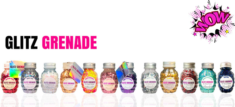 Neva Nude Face and Body Glitter Keychain - Chunky Loose Glitter for Festivals, Raves, and More | Cosmetic Grade | Super Sparkly (Friskie Fairy Silver Holographic Glitz Grenade) Neva Nude