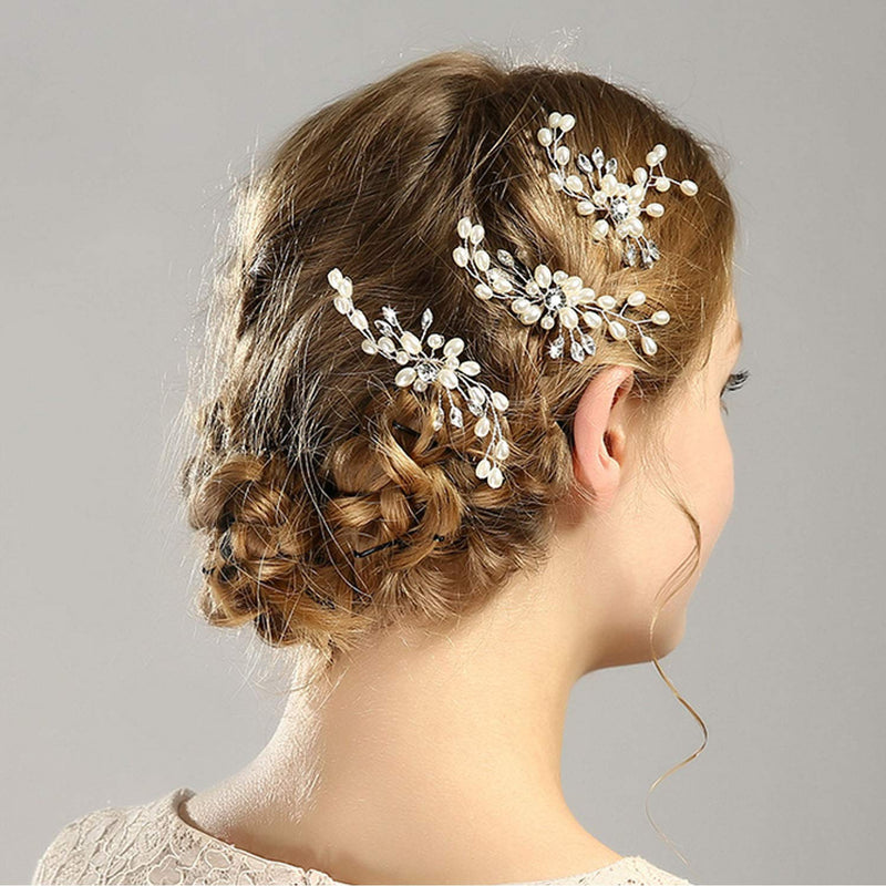 Bridal Hair Pins - Wedding Hair Clips Set Pearl Rhinestones Bride Headpiece Hair Accessories for Women TreatMe