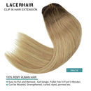 Lacerhair 140g Human Hair Clip in Hair Extensions Natural Hair Balayage Rooted