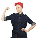 Sea Team Cotton Headband Bows Red with White Polka Dots Double Wide Headwrap Cotton Head Band Sea Team Store