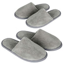 Gray Spa Slippers, Closed Toe(6 Pairs - 3L,3M) Disposable Indoor Hotel Slippers for Women, Fluffy Coral Fleece, Deluxe Padded Sole for Extra Comfort- Perfect for Guests, Hotel,Travel Foorame