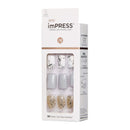 KISS imPRESS Press-On Manicure, Nail Kit, PureFit Technology, Short Press-On Nails, Square, Knock Out, Includes Prep Pad, Mini File, Cuticle Stick, and 30 Fake Nails KISS