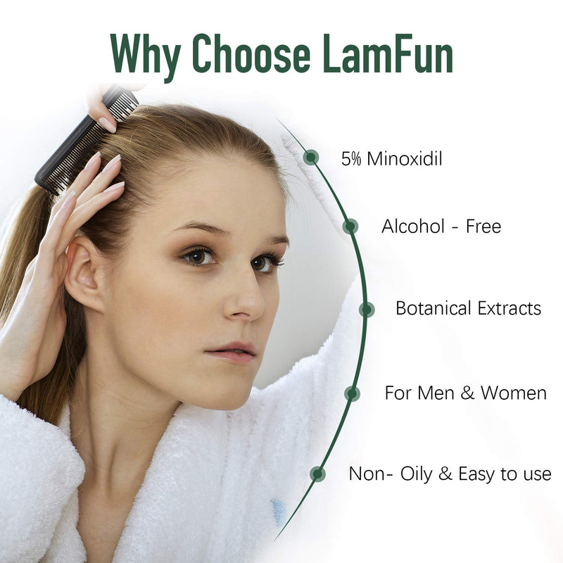 Hair Loss Treatment, LamFun Hair Growth Spray, 5% Minoxidil Topical Solution for Hair Loss, Shinning and Balding, Professional Hair Regrowth Treatment for Men & Women, No Alcohol and Non-oily (100ML) LamFun