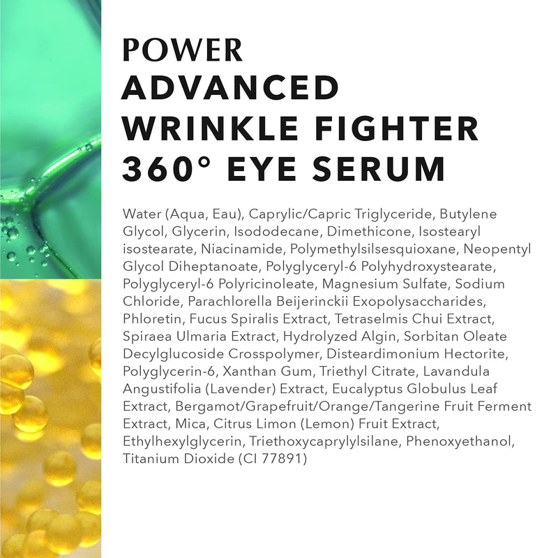 Algenist POWER Advanced Wrinkle Fighter 360° Eye Serum, Travel - Vegan & Fragrance-Free Under Eye Treatment - Non-Comedogenic & Hypoallergenic Skincare (5ml / 0.17oz) Algenist
