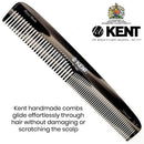 Kent 9T Graphite Double Tooth Hair Dressing Table Comb, Fine/Wide Tooth Dresser Comb For Hair, Beard and Mustache, Coarse/Fine Hair Styling Grooming Comb for Men, Women and Kids. Made in England KENT Store
