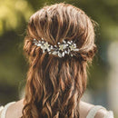 Yean Leaf Bridal Hair Vine Flower Pearl Wedding Hair Piece Rhinestone Hair Accessories for Women and Girls (Silver) Yean