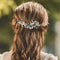 Yean Leaf Bridal Hair Vine Flower Pearl Wedding Hair Piece Rhinestone Hair Accessories for Women and Girls (Silver) Yean