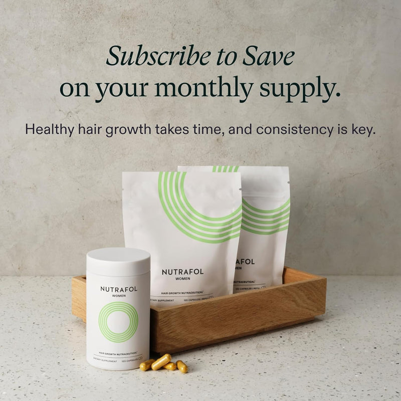 Nutrafol Women's Hair Growth Supplements, Ages 18-44, Clinically Proven for Visibly Thicker and Stronger Hair in 3-6 Months, Dermatologist Recommended - 2 Month Supply, 2 Refill Pouches Infinity Warehouse