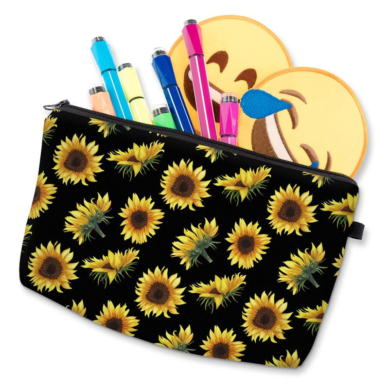 Cosmetic Bag for Women,Deanfun Sunflower Flowers Waterproof Makeup Bags Roomy Toiletry Pouch Travel Accessories Gifts 52355 Deanfun