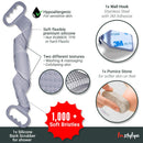INSTYLYA Silicone Back Scrubber for Shower - (Grey) - Soft Silicone Body Scrubber - Gently Cleanse, Massage & Apply Lotion on the Skin (Two Sided) Instylya