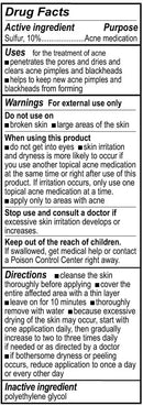 De La Cruz 10% Sulfur Ointment Acne Treatment - Medication to Clear Cystic Acne Pimples and Blackheads on Face and Body - Made in USA - Jumbo Size 5.5 oz De La Cruz