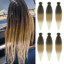 Pre stretched Braiding Hair Ombre Color Rainbow Braid Hair Extensions in 6 Packs Synthetic EZY Braids Hair for Braiding Hair Easy Braid Yaki Hair(30inch,1b/27/613