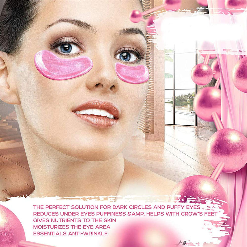 Adofect 30 Pairs Pink Collagen Under Eye Mask Anti-Aging Hyaluronic Acid Eye Patches for Moisturizing & Reducing Dark Circles, Luxury Gift for Women and Men, Pink Adofect Store