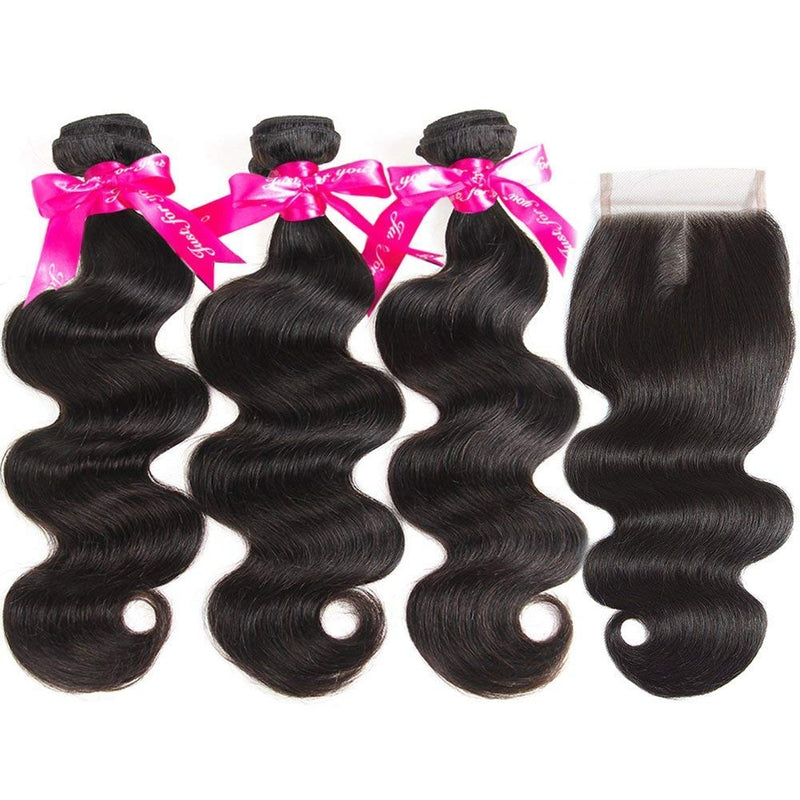 Beauty Princess Body Wave Human Hair 3 Bundles Double Weft 8A Brazilian Hair Bundles (14 16 18+12inch hair) Wingirl Store