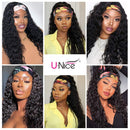UNice Headband Human Hair Wig Water Wave Glueless None Lace Front Machine Made Brazilian Virgin Hair Wigs for Black Women 150% Density (16 inch) UNICE Store