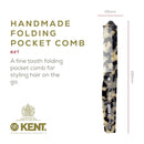Kent 82T Handmade Folding Pocket Comb for Men, Fine Tooth Hair Comb Straightener for Everyday Grooming Styling Hair, Beard or Mustache, Use Dry or with Balms, Saw Cut Hand Polished, Made in England Infinity Warehouse