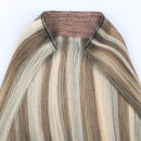 Sassina Halo Hair Extensions Real Human Hair One Hairpiece for a Full Head with Invisible Fish Line Highlight Ash Blonde to Platinum Blonde P8/60