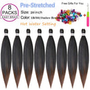 Pre-Stretched Braiding Hair Itch Free Easy Braid Professional Synthetic Yaki Texture Crochet Braids, Ombre Brown Hair Hot Water Setting 1B/30 8 Packs 26 Inch Low Temperature (26inch, 1b/30) Mslily