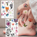 Yezunir 6 Sheets Watercolor Flower Temporary Tattoos For Women Girls Small Lavender Sweetpea Diamond Glitter Face Fake Tattoos Temporary Women Rose Floral Geometric Butterfly Feather Birds Tatoos Set Yezunir