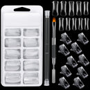 Poly Gel Quick Building Nail Set,100Pcs False Nail Mold Clear Nail Extension Form Tips,10 Nail Tips Clip And 1Pcs Dual-Ended Poly Extension Brush Picker For Polygel Extension,Home Salon COSBAY