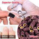 MelodySusie 300 Pcs Professional Sanding Bands Nail Drill Bits Set, 80 Coarse, 120 Medium, 180 Fine Grit EFile Sand Piece Set Mandrel Bit for Acrylic Nails Manicures and Pedicures MelodySusie