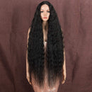 Style Icon 41" Long Wavy Synthetic Wigs Simulated Scalp Lace Front Wigs with Baby Hair Half Hand Tied 130% Density Wigs (1.5"4" Simulated Scalp, 1B) Style Icon Store