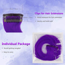 TOFAFA 16 Pcs Colored Hair Extensions Curly Wavy Clip in Synthetic Hairpiece Streak for Girls Women Kid, Multi-colors Party Highlights (Purple) TOFAFA
