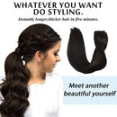 GOO GOO Hair Extensions Human Hair Dark Brown, 80g Halo Hair Extensions 18 Inch Straight Real Invisible Wire Hair Extensions Flip in Hidden Crown Hair Extensions with Transparent Line Hairpiece GOO GOO Store
