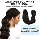 GOO GOO Wire Hair Extensions Dark Brown, 95g 16 Inch Straight Hair Extensions Human Hair Layered Hair Pieces with Invisible Fish Line Wire Hair Extensions for Women GOO GOO