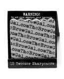 The BrowGal – 12 Tweezer Sharpeners – Exclusive for Sharp & Efficient Longer Period use - Super Handy and Portable Tool, Easily Grip with Safety - Sharpen Dull and Neglected Tweezer in Seconds – Black The BrowGal