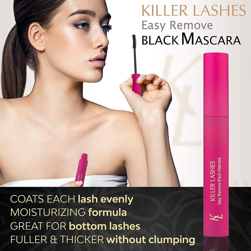 KL Killer Lashes Easy Remove Smudge Free Mascara Black for Fuller and Longer Lashes KL KILLER LASHES