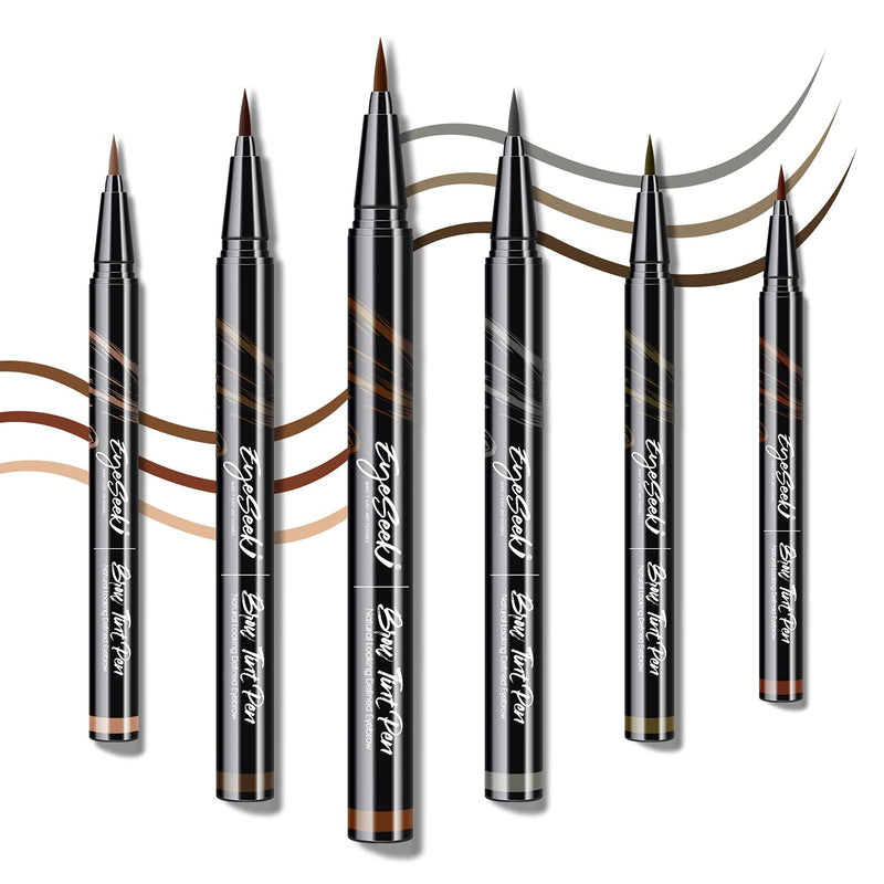 EYESEEK 6PCS Liquid Eyebrow Pencils, Light to Dark Brown Waterproof Eyebrow Makeup Kits with Precision Tips Applicator for Women and Girls EYESEEK