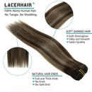 Lacer New Version Thick Hair Extensions Clip in Human Hair Silky Straight Dark Brown to Medium Brown Highlight Dark Brown R