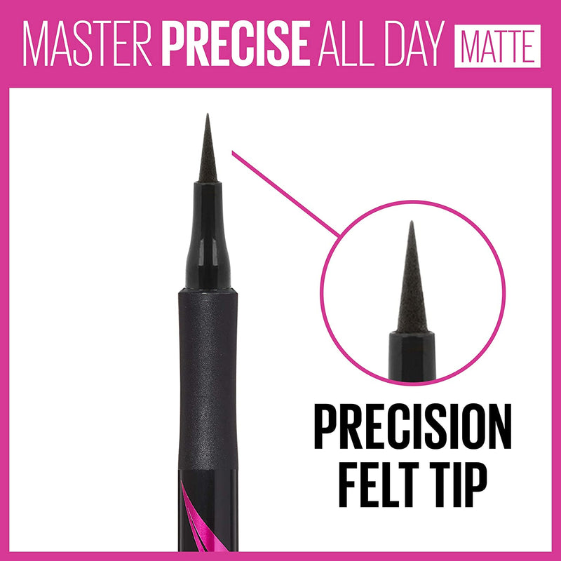 Maybelline New York Eyestudio Master Precise All Day Liquid Eyeliner Makeup, Matte Black, 0.034 Fl Oz Maybelline New York