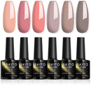 ASKITO Gel Nail Polish Set Nude Light Pink Brown Gel Polish Kit Soak Off UV LED Gel Polish Set Nail Art Gel Manicure Kit, 0.24 Fl Oz ASKITO Store