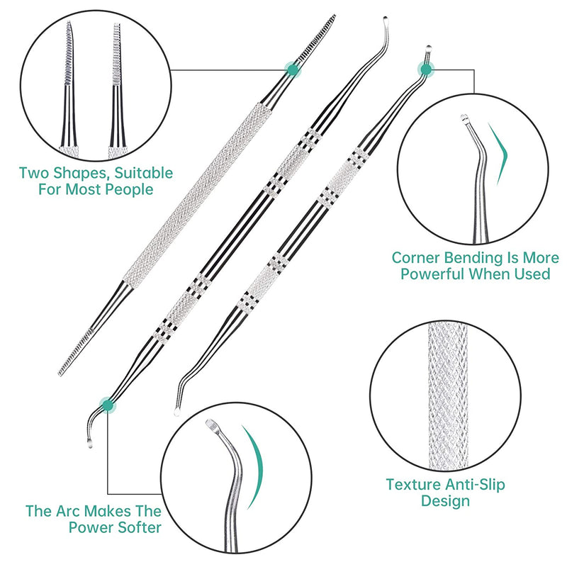 3-Pack Ingrown Toenail File And Lifters, 100% Professional Surgical Stainless Steel Ingrown Toenail Tool -Safe Nail Cleaning Treatment Pedicure Tools Kit Under Sidewall Cleaner Pain Relief Accessories POLKASTORE
