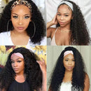 UNice Hair Headband Scarf Human Hair Wig Curly Virgin Human Hair Glueless Non Lace Front Wig for Women Wear and Go 150% Density 20inch UNICE Store