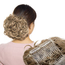 Messy Bun Hair Piece with Combs Clip in Bun Scrunchie Juva Bun Dish Fluffy Wavy Hair Updo Easy Stretch Big Chignon Short Ponytail Hairpiece for Women sandy Brown & Bleach Blonde Benehair