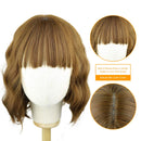 Flandi Short Bob Curly Wigs Synthetic Bob Wigs With Bangs Short Black Wigs for women Ocean Wave Wigs Shoulder Length Fiber Hair for Women (8/30