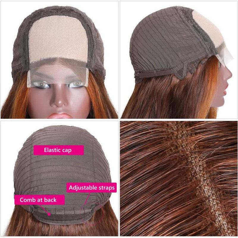 Beauty Forever LT4/30 Ombre Colored Silk Base Fake Scalp Wigs Human Hair Straight Closure Wigs for Women ,Brazilian Remy Hair Wig 150% Density 100% Virgin Human Hair Wig Middle Part 18 Inch Beauty Forever Store