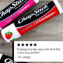 ChapStick Classic (1 Box of 12 Sticks, 12 Total Sticks, Strawberry Flavor) Skin Protectant Flavored Lip Balm Tube, 0.15 Ounce Each Chapstick