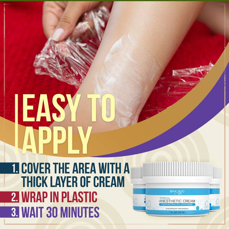 Bravado Labs Lidocaine Numbing Cream - Topical Anesthetic Cream - Best Skin Numbing Cream for Tattoos, Laser Hair Removal, Microneedling, Waxing - 5% Lidocaine Maximum Strength Formula (1oz) Bravado Labs
