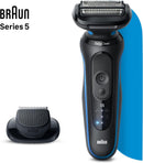 Braun Electric Shaver for Men, Series 5 5120s, Wet & Dry Shave, Turbo Shaving Mode, Foil Shaver, Engineered in Germany, with Beard Trimmer & Attachments, Blue Infinity Warehouse