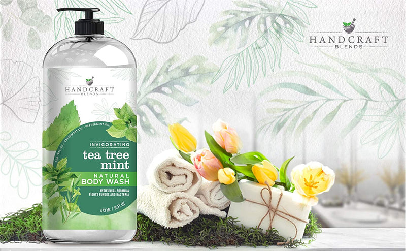 Handcraft Tea Tree Mint Body Wash 16 oz - Extra Strength Body Wash For Athletes Foot, Nail Fungus, Itchy Skin, Jock Itch, Acne and Eczema - Tea Tree Mint Body Wash For Men & Women Handcraft Blends Store